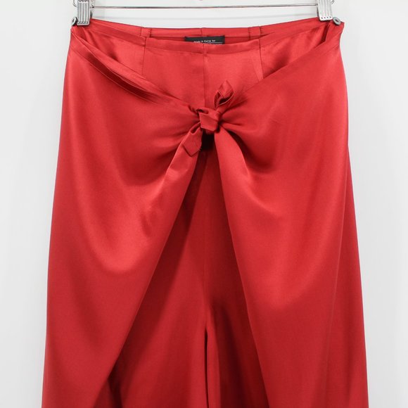 J Peterman 100% Silk Palazzo Wrap Pants Low Crotch High Rise Wide Leg Buttons M - Picture 13 of 16